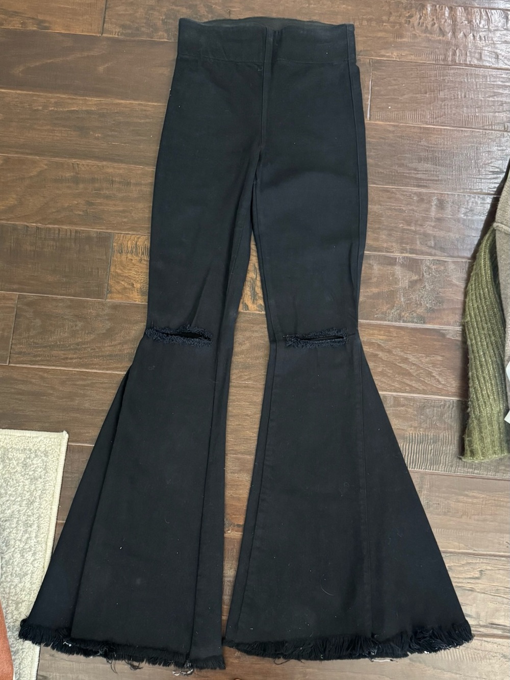 Show Me Your MuMu Black High-Rise Frayed Flare Pants